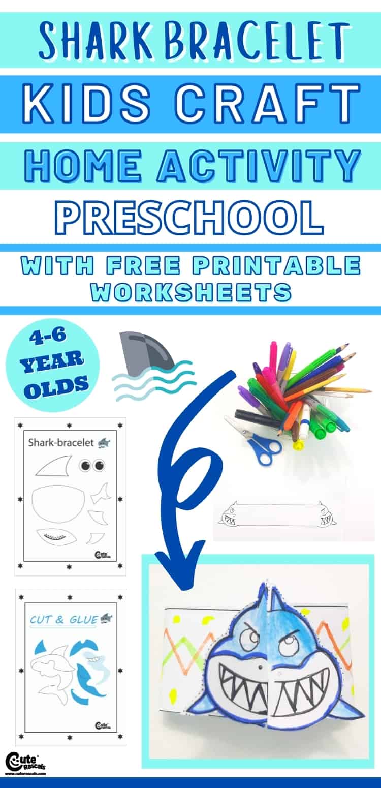 Fun easy craft for kids. Check out this shark bracelet activity for preschool.
