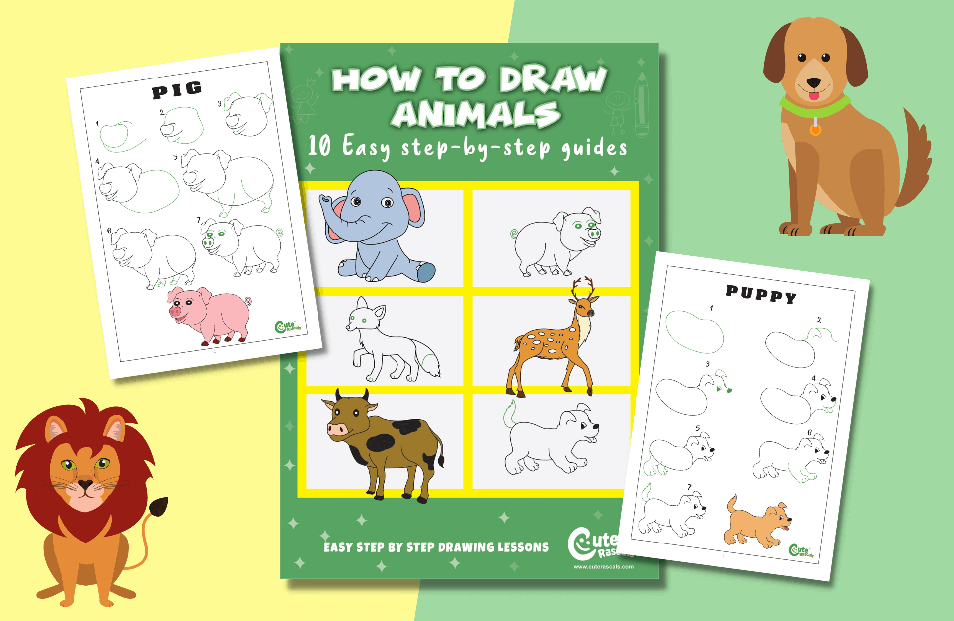 Easy! How To Draw 10 Cute Animals For Kids In Simple Steps