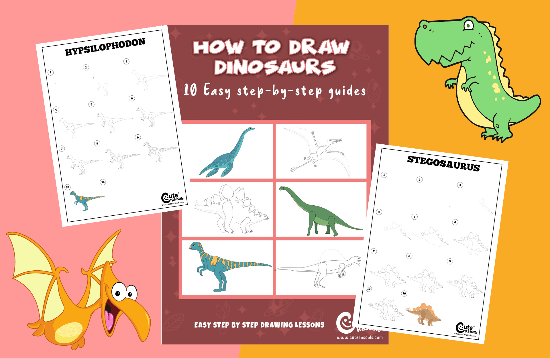 10 Fun Dinosaur Drawing Guide Of Kids