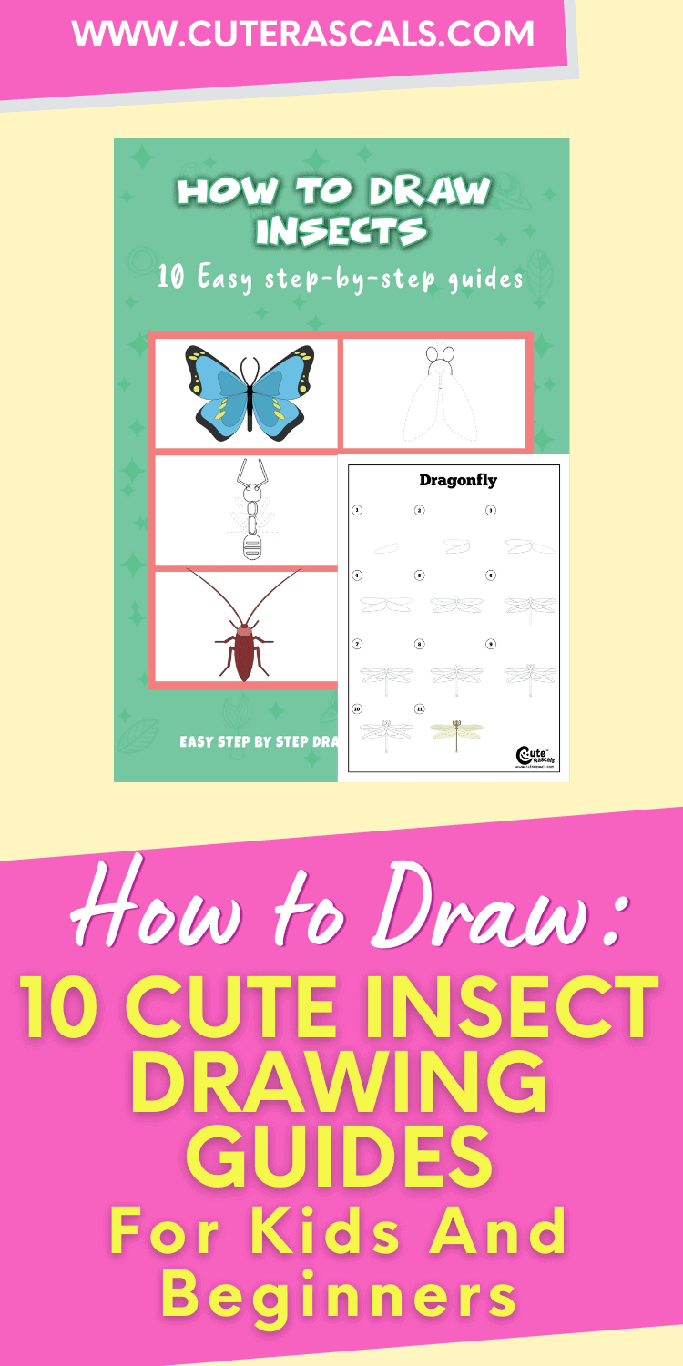 How To Draw: 10 Cute Insect Drawing Guides For Kids And Beginners