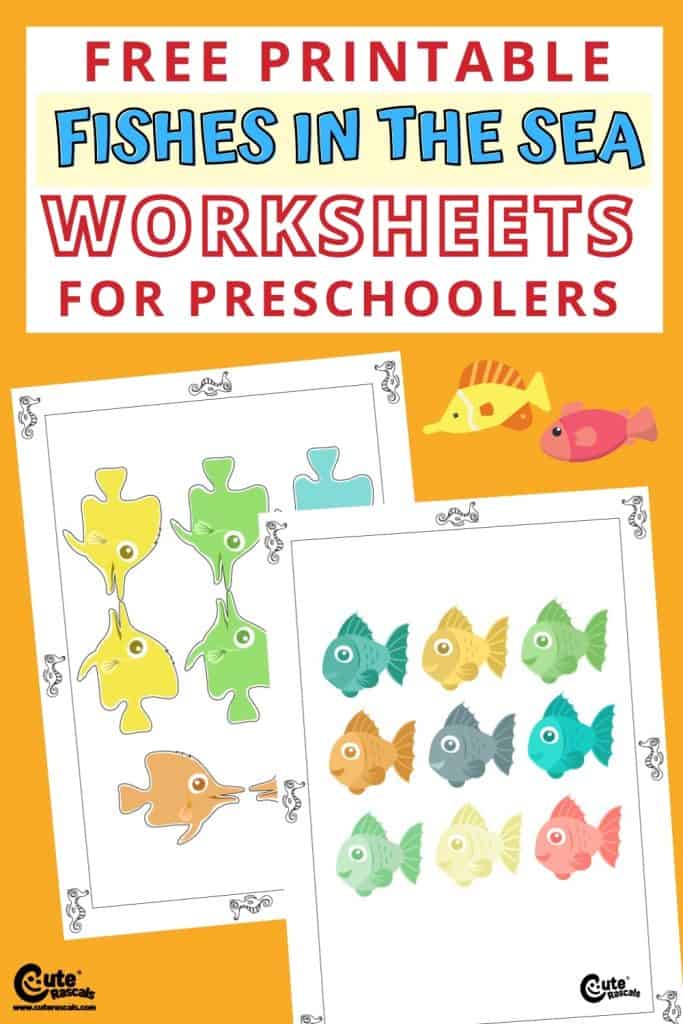 Free printable fishes in the sea worksheets for kids