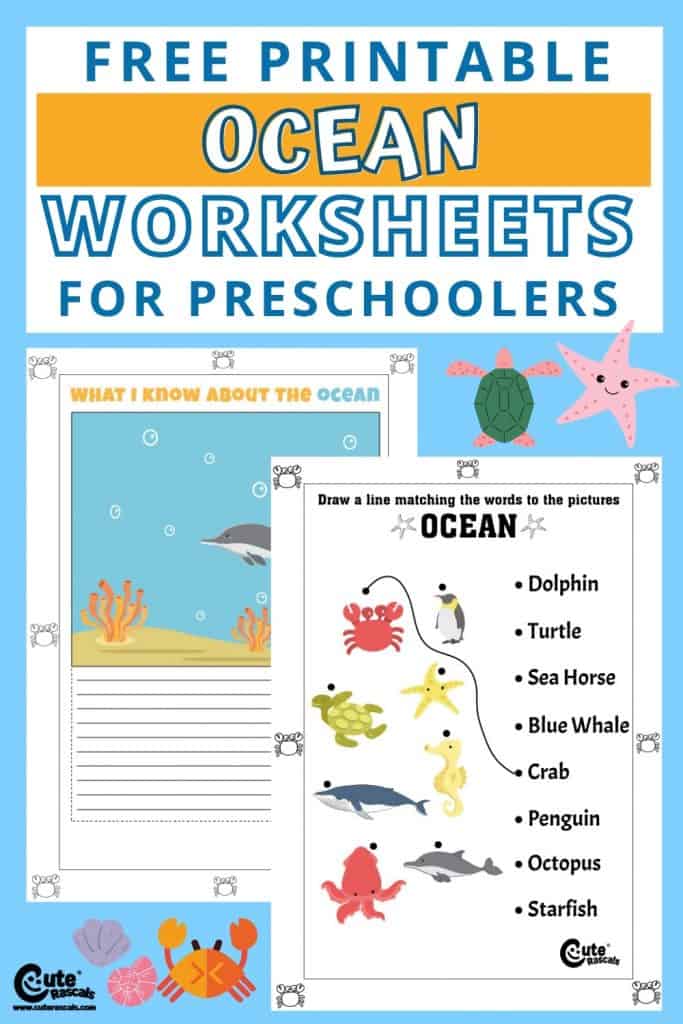 Free printable love for the ocean worksheets for kids