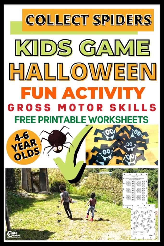 Let's collect spiders gross motor games for preschoolers with free printable worksheets
