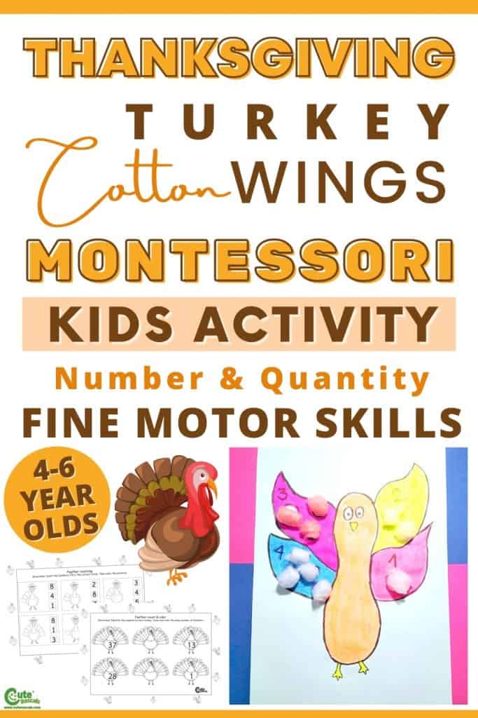 Cotton wings numbers and quantity activity for kids with free printable worksheets