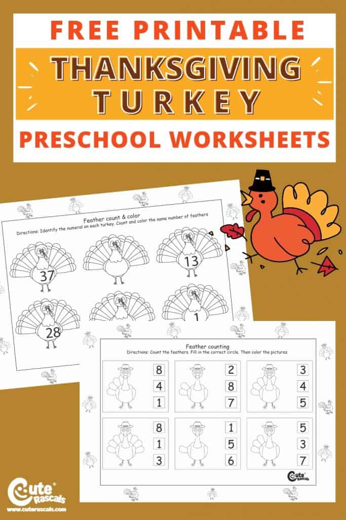 Free printable Math worksheets for Thanksgiving