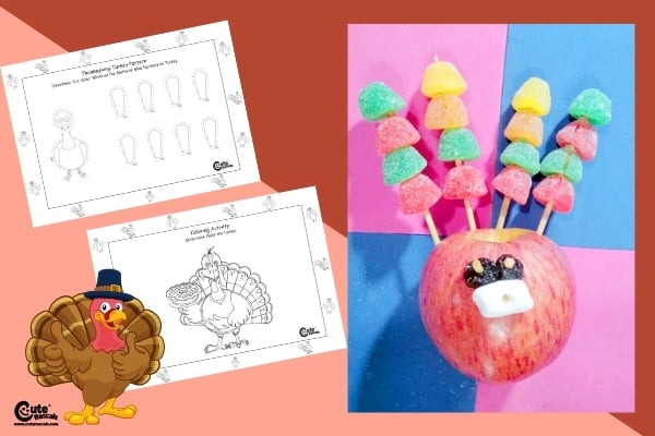 Thanksgiving Sense of Taste Activity for Kids No Bake Turkey with Gummy Feathers (2-6 Years Old)