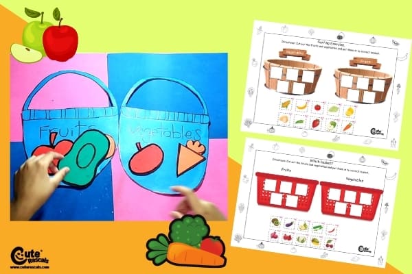 Thanksgiving Fruits and Vegetables for Kids Sorting Activity (4-6 Year Olds)