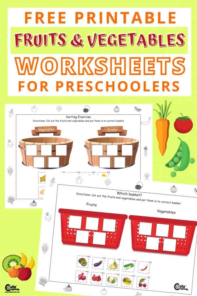Free printable fruits and vegetables worksheets