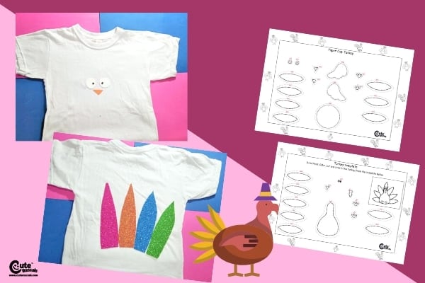 DIY Turkey Tshirt Thanksgiving Craft for Kids Worksheets (4-6 Year Olds)