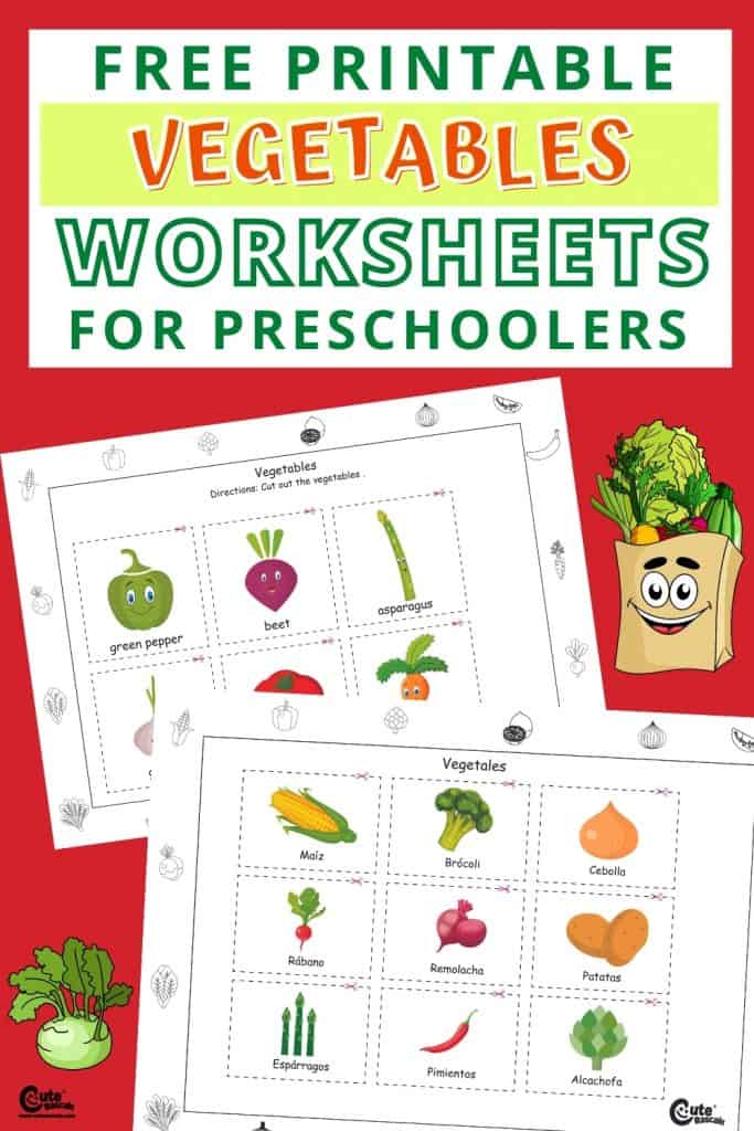 Free printable vegetable names worksheets