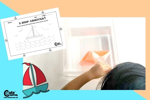Mayflower Pre-K Paper Boat Sailing Fun Sensory Kid Friendly Activities Worksheets (2-6 Year Olds)