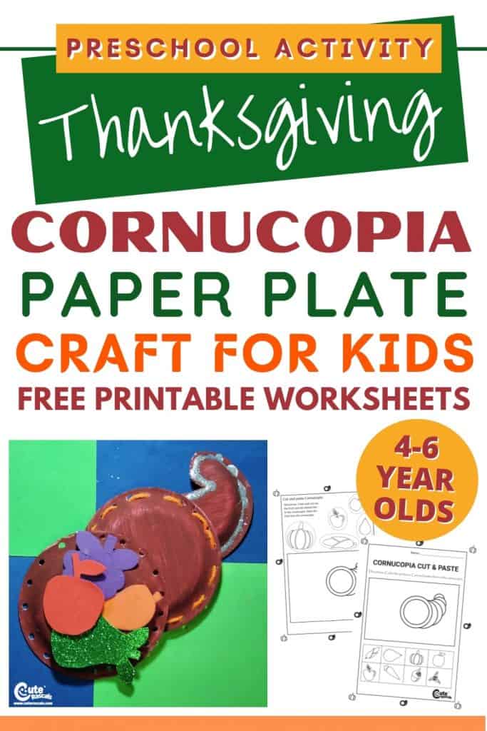 Paper plate cornucopia craft for kids for Thanksgiving