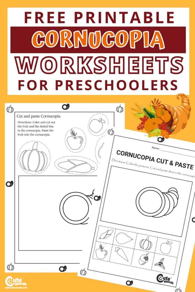 Free printable cornucopia worksheets for Thanksgiving