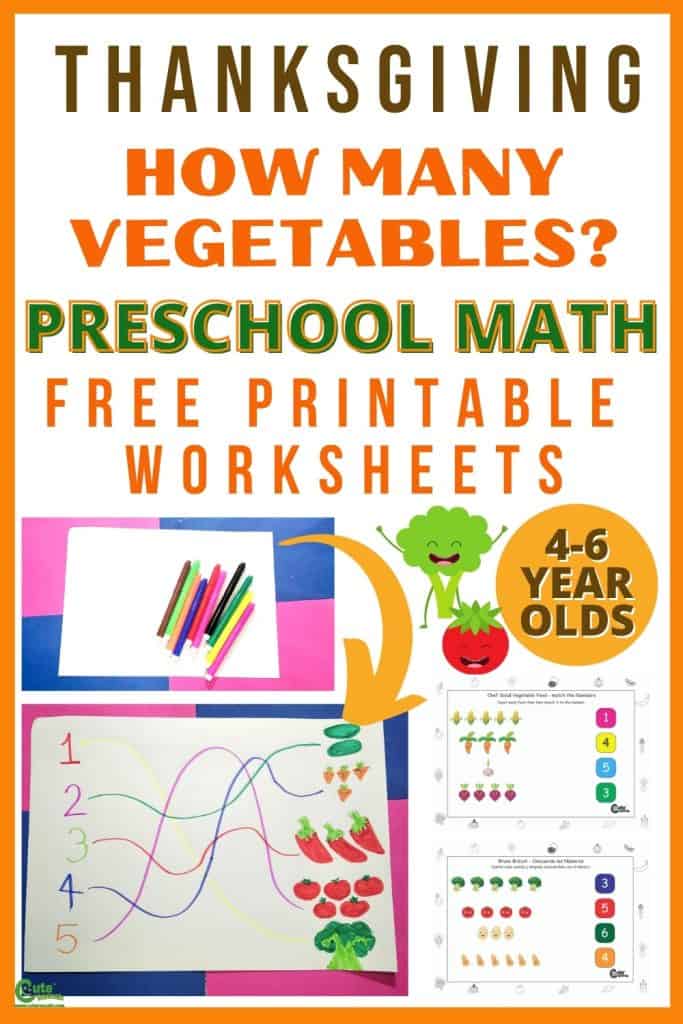 Numbers and quantity lesson for kids. How many vegetables? With free printable worksheets