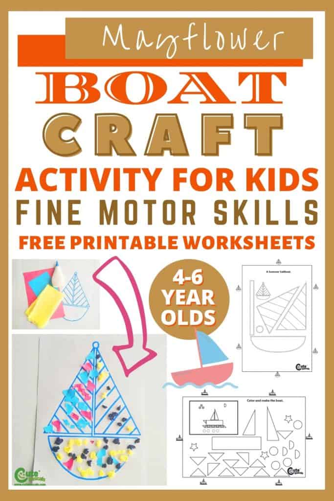 Mayflower boat craft for kids with free printable worksheets