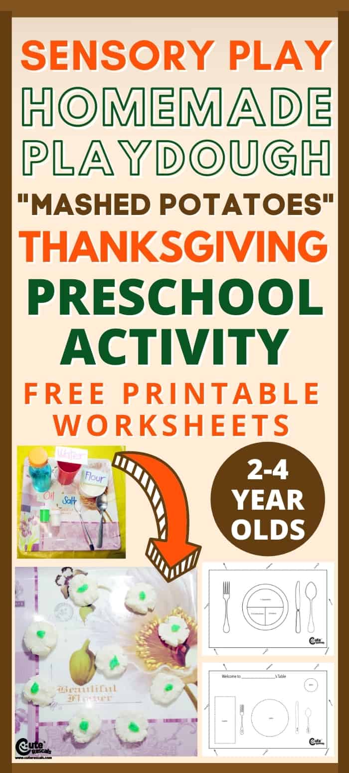 Thanksgiving mashed potatoes using homemade playdough activity for preschoolers