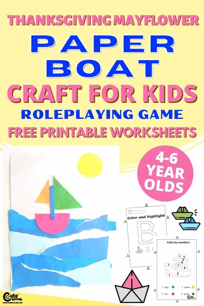 Paper boat role playing craft for kids. A great way to introduce them to mayflower of thanksgiving.