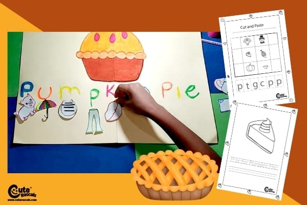 Thanksgiving Pumpkin Pie Montessori Literacy Activity for Kids Worksheets (4-6 Year Olds)