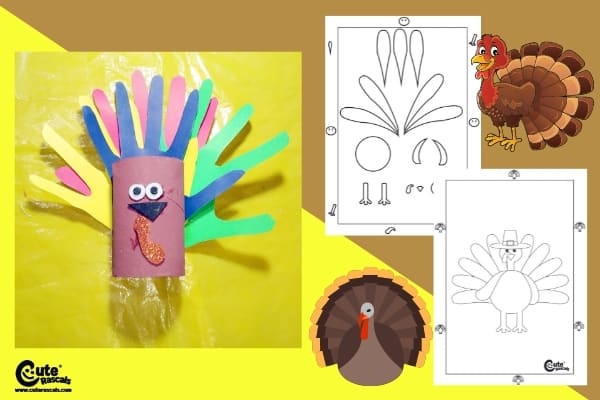 Toilet Paper Roll Turkey Thanksgiving Craft for Kids Worksheets (4-6 Year Olds)