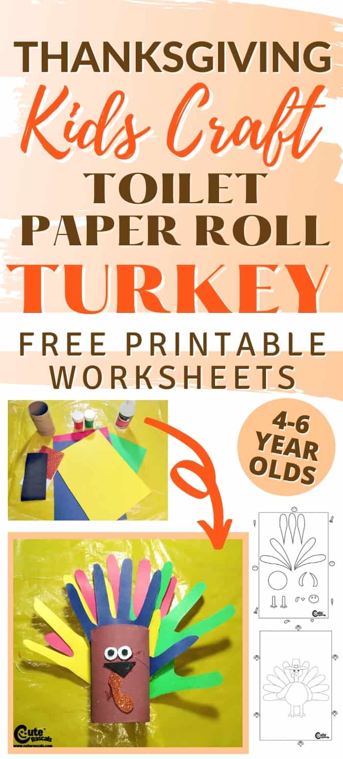Easy and fun thanksgiving turkey handcraft using recycled toilet paper roll.