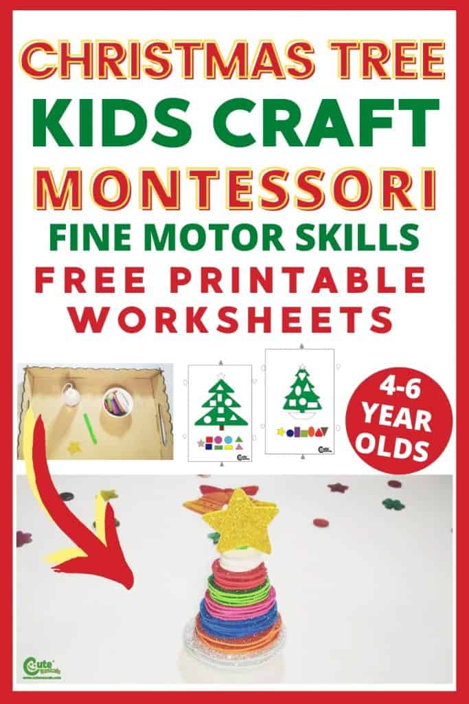 Easy Christmas tree craft for kids with free printable worksheets