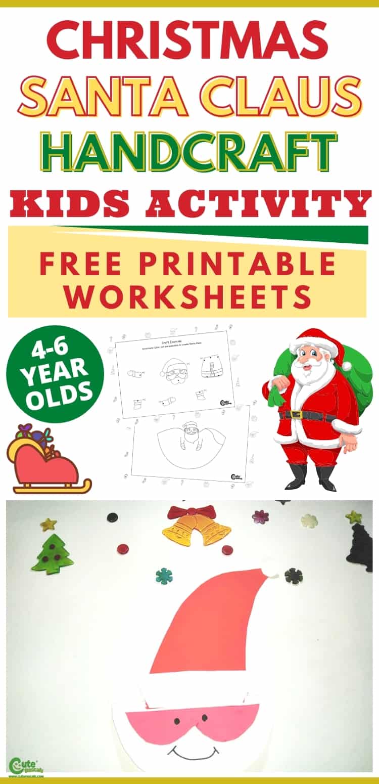 Christmas Santa Claus craft activity for kids. Easy Christmas activity for preschoolers.
