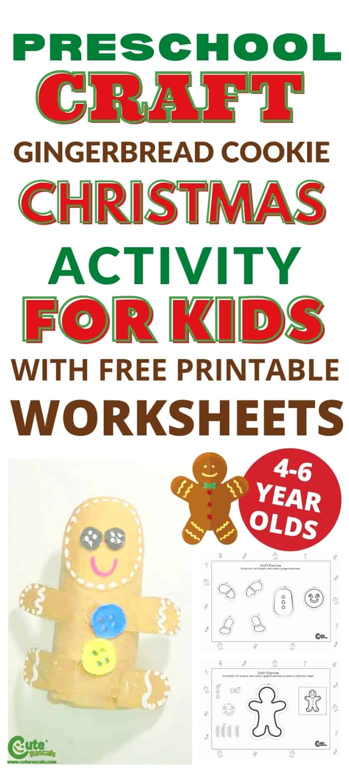 Gingerbread fun craft for kids. Christmas activity for preschoolers.