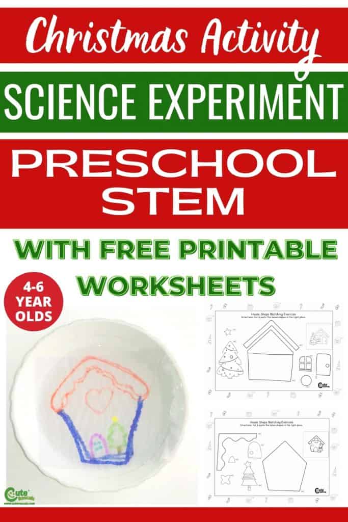 Gingerbread house on water fun science experiments for kids with printable worksheets