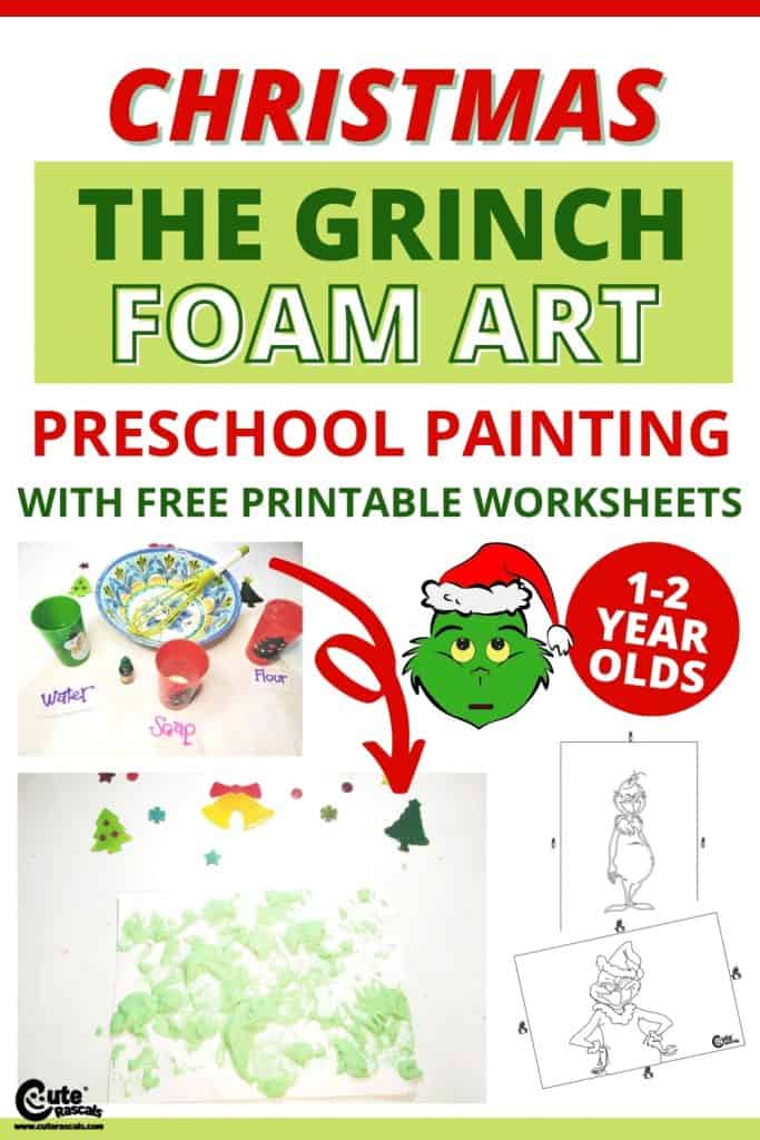 Grinch foam Christmas painting idea for kids