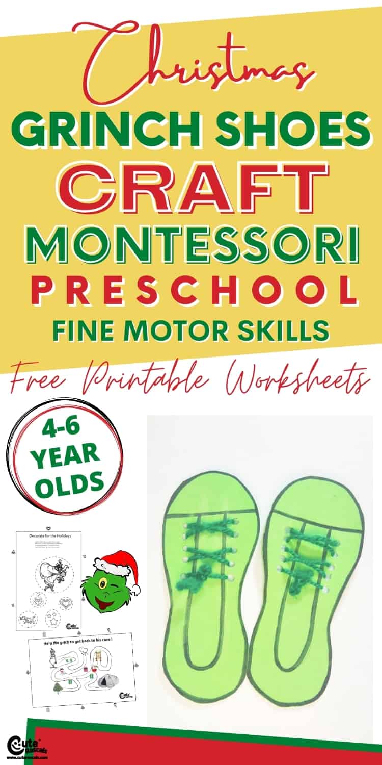 Fun Grinch shoes easy Christmas craft activity for preschoolers.