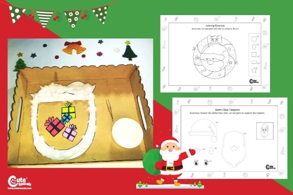 Santa Claus Eating Presents Christmas Activities for Preschoolers Montessori Worksheets (4-6 Year Olds)