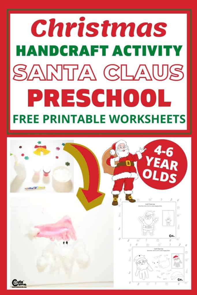 Easy Santa craft activity for kids with free printable worksheets