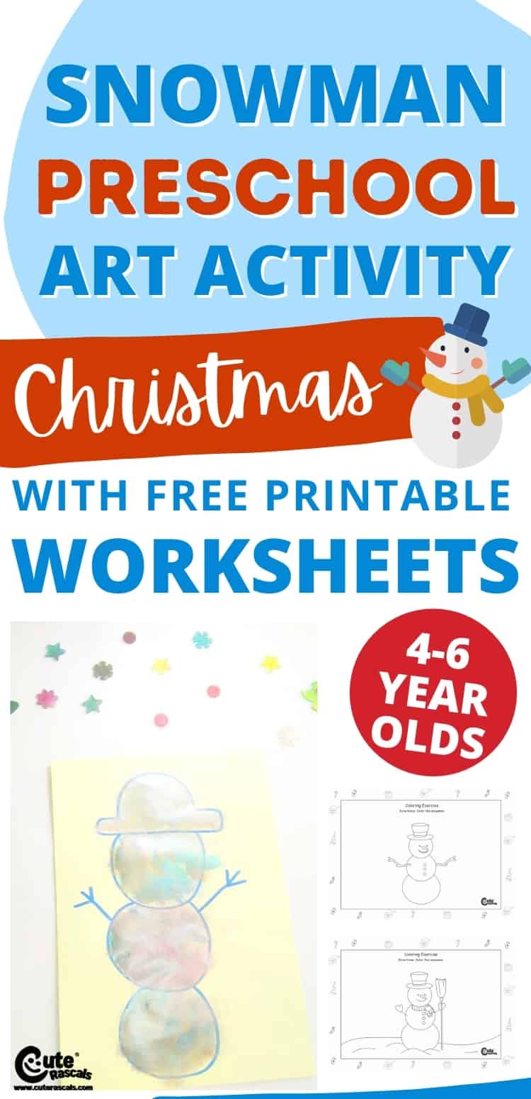 Snowman easy drawing activity for kids. Easy Christmas activity for preschoolers.
