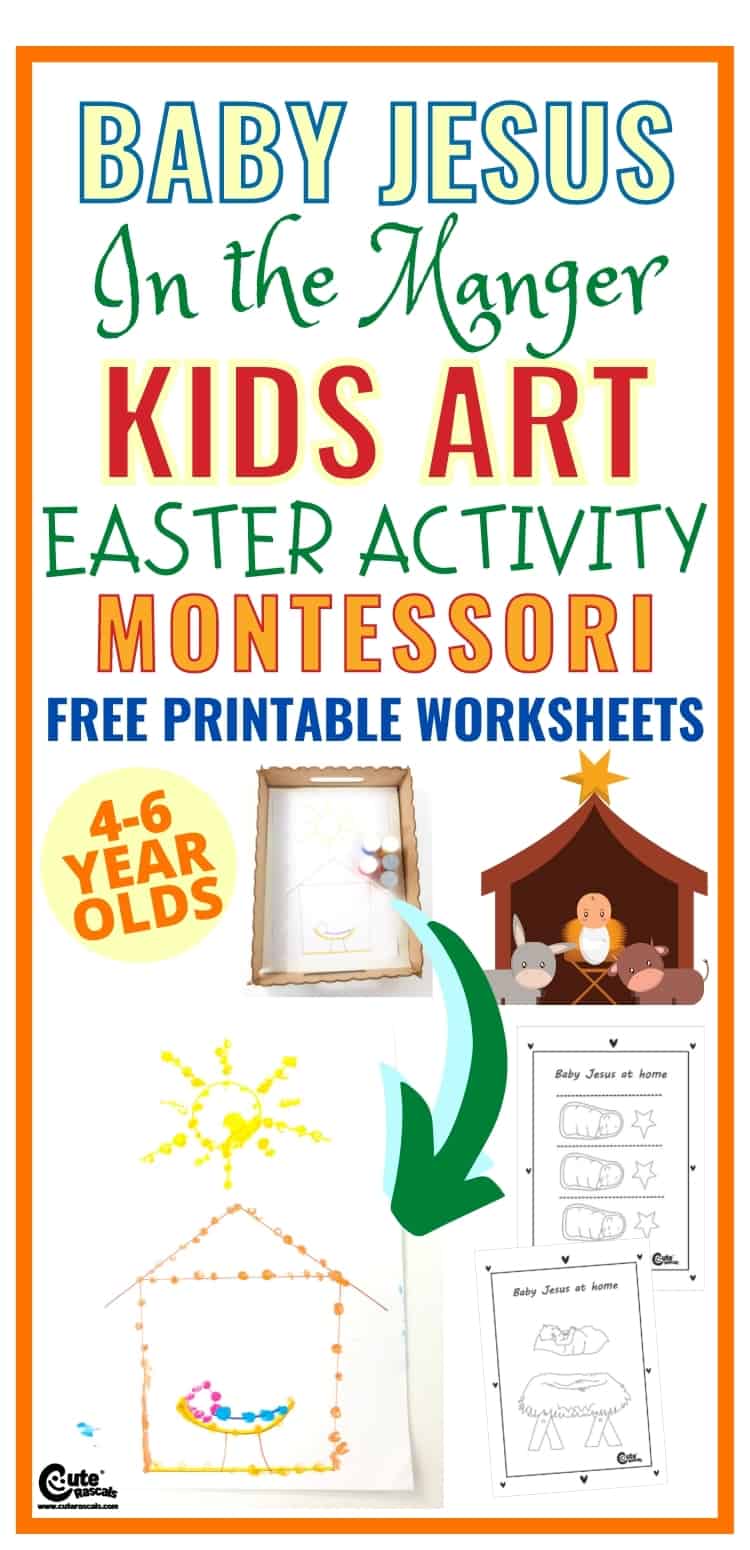 Super fun easy Easter kids activity for preschoolers. Make a fun Baby Jesus in the manger art.