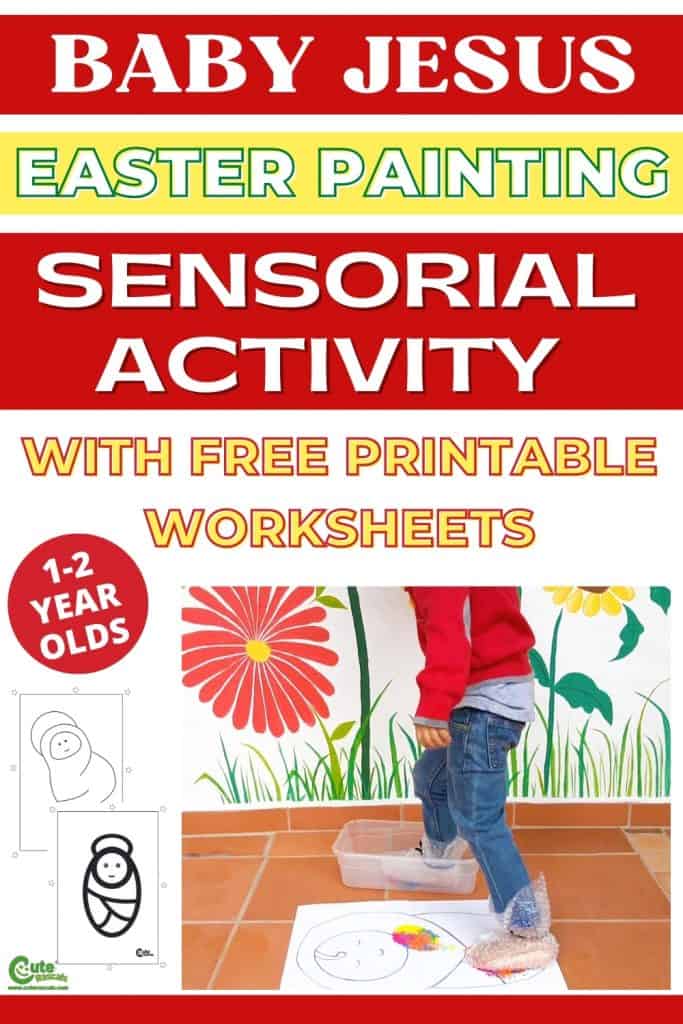 Baby Jesus sensorial Easter painting activity for toddlers