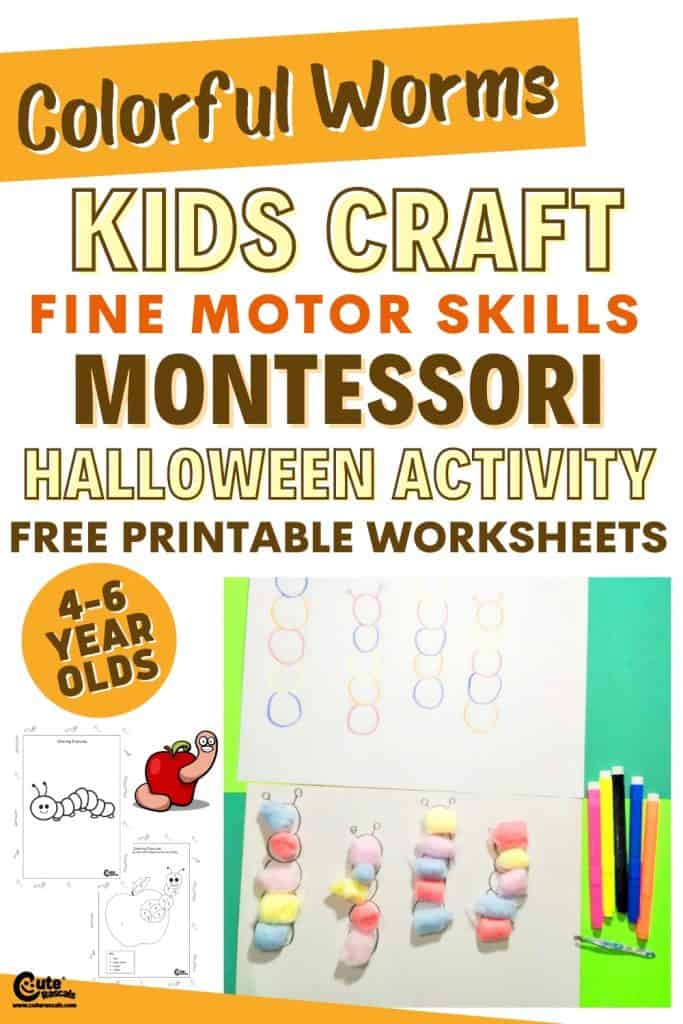 Fun and easy worm craft for preschoolers with free printable worksheets