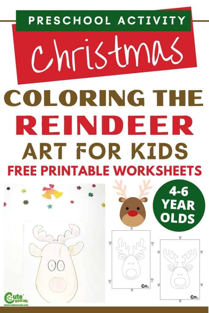 Christmas reindeer coloring activity with free printable worksheets