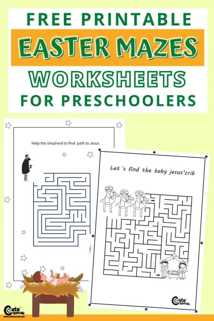 Free printable Easter worksheets. Maze for preschoolers
