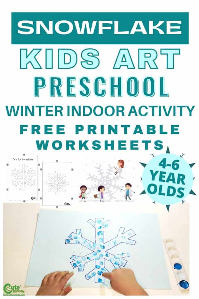 Free snowflake winter art for kids with free printable worksheets