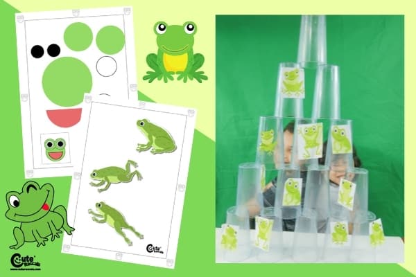 Frogs Glass Tower Stacking Fun Games for Kids to Play Worksheets (2-4 Year Olds)
