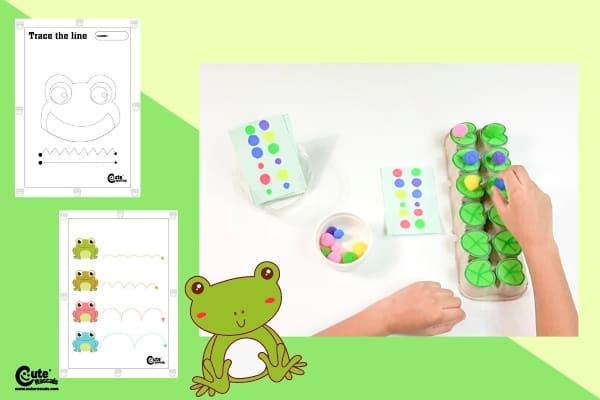 Frogs on Lilies Balancing Activity Positive Thinking for Kids Worksheets (4-6 Year Olds)
