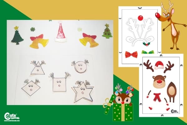 Reindeer Geometric Shapes for Kids Pre-K Worksheets (4-6 Year Olds)