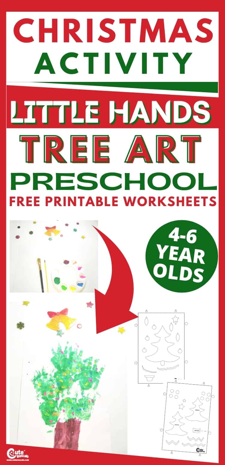 Super easy Christmas crafts for preschoolers. Hand stamping Christmas tree.