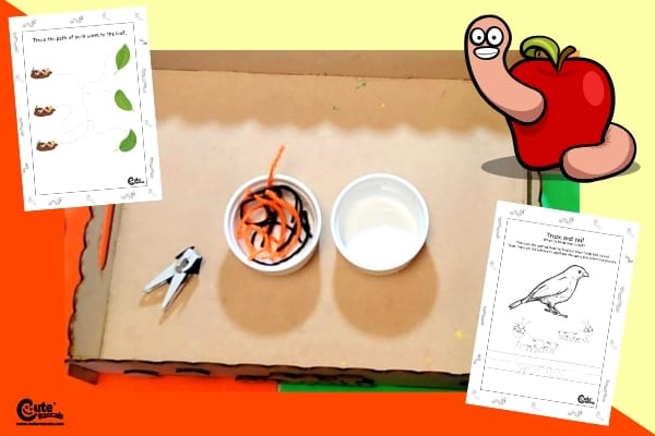 Move the Worms for Kids Motor Skills Montessori Worksheets (4-6 Year Olds)