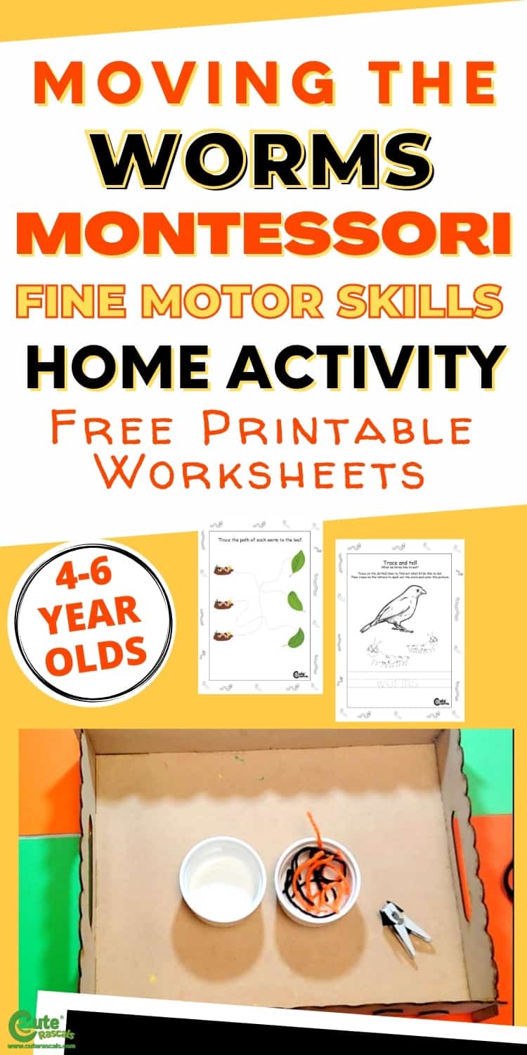 Halloween kids motor skills activity for kindergarten. Using worms for Montessori activity.