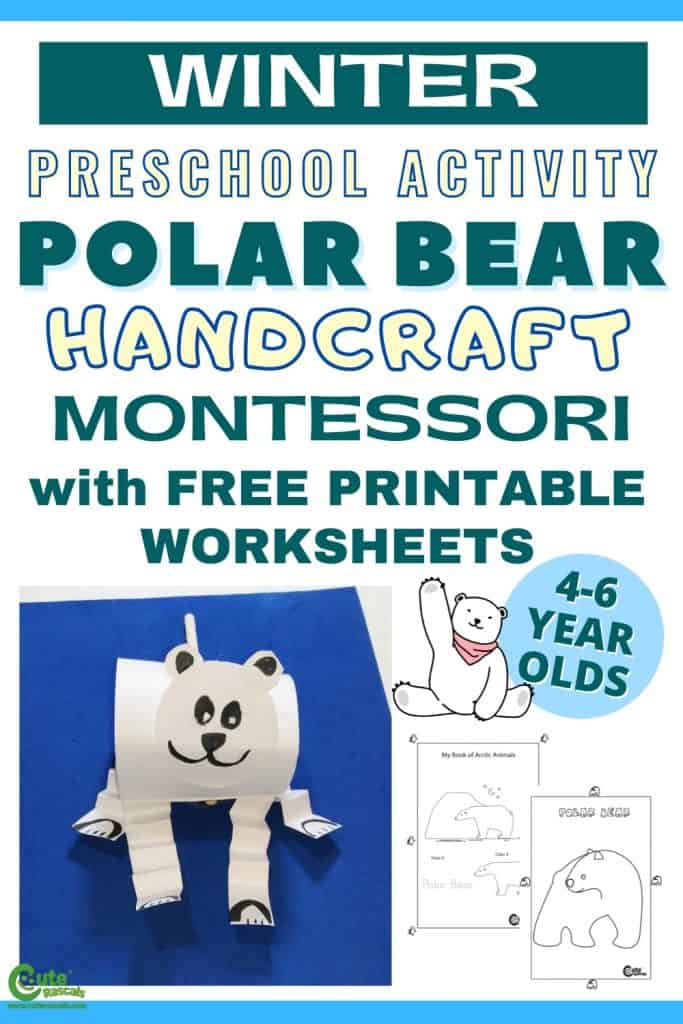 Polar bear winter crafts for kids with free printable worksheets