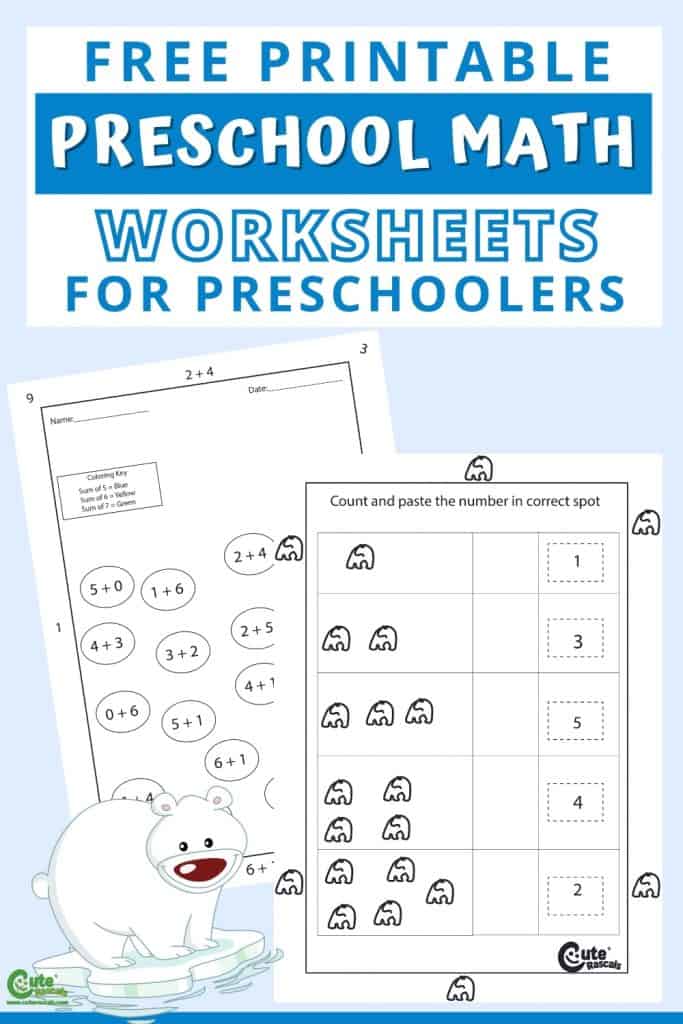Free printable math worksheets for preschoolers