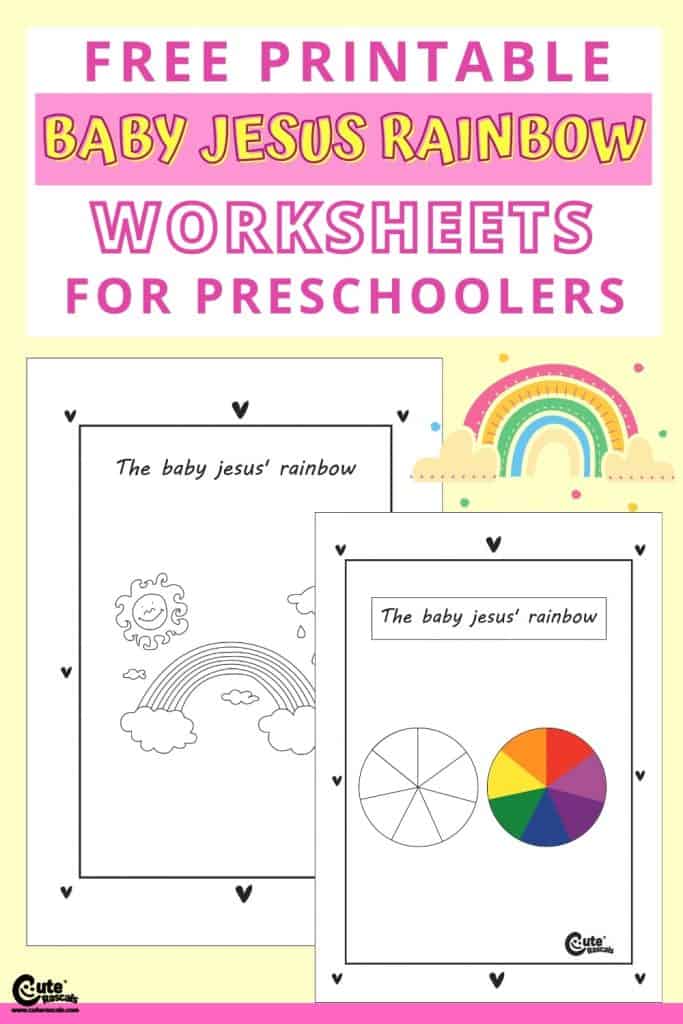 Free printable Baby Jesus rainbow worksheets for preschoolers