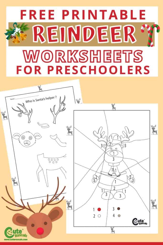 Free printable reindeer worksheets for preschoolers