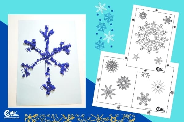 Snowflake Handcraft Winter Easy Craft for Kids Worksheets (4-6 Year Olds)